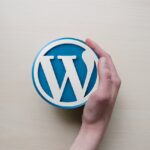 wordpress, hand, logo