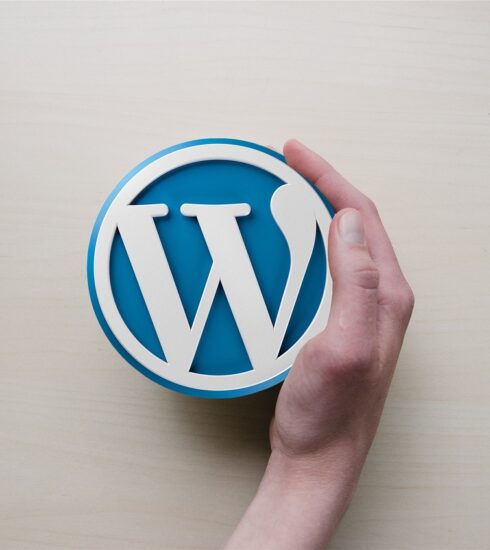 wordpress, hand, logo